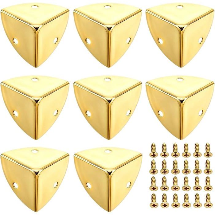 8 Pièces protection coin de table en Métal Doré 23mm Protection Angle Meuble Vintage pour Boîte à Bijoux Coffre COINS DE PROTECTION