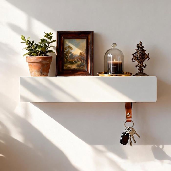 Accroche Clef Mural Bnc Rangement Clef Mural Porte Clés Murale avec Étagère avec Gabarit de Perçage Comprend Bnc ARMOIRE A CLE