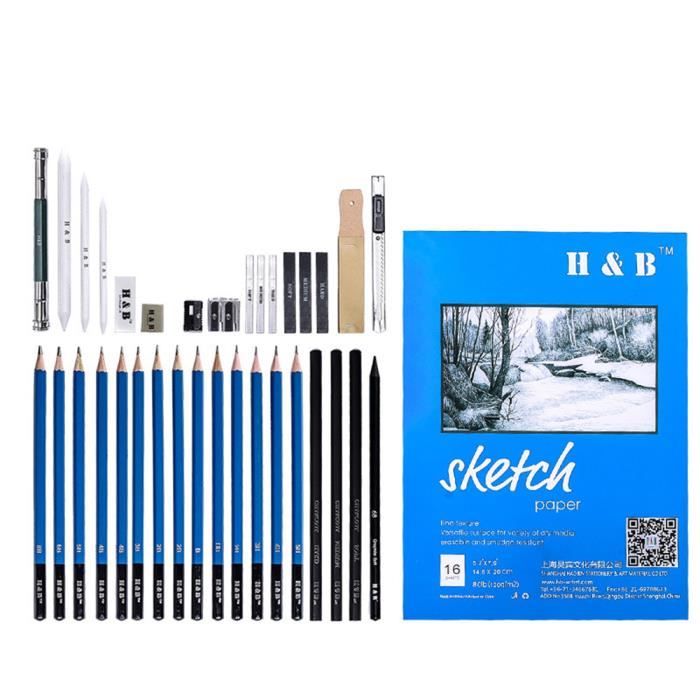 H B 35pcs Set Kit De Dessin Professionnel Crayons Croquis Charbon De Crayon Peinture Outil Fournitures Avec Sac De Transport Achat Vente Kit De Dessin H B