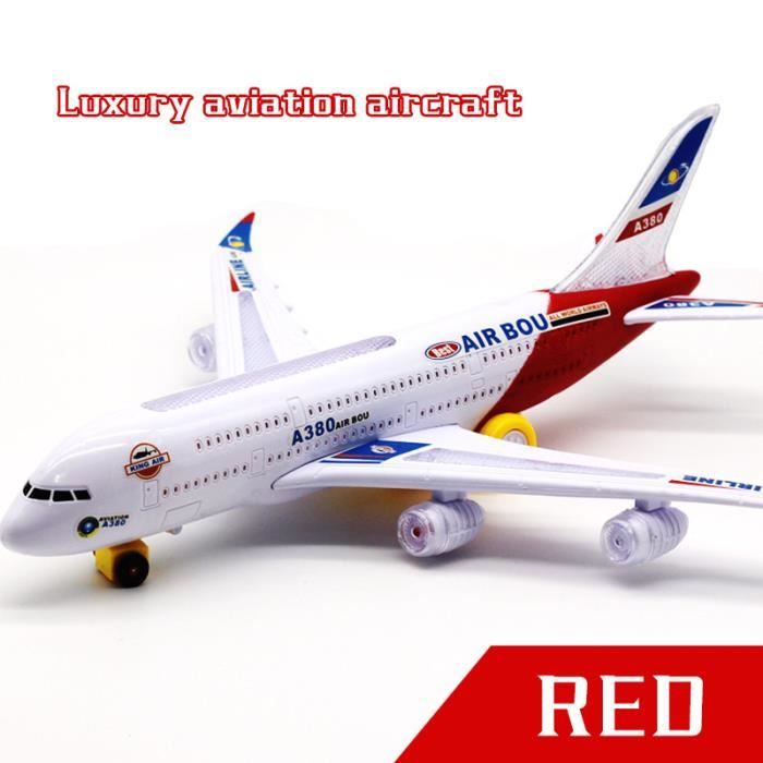 La couleur rouge Avion ?�lectrique en plastique de grande taille 43cm, jouet ?�ducatif avec son et 