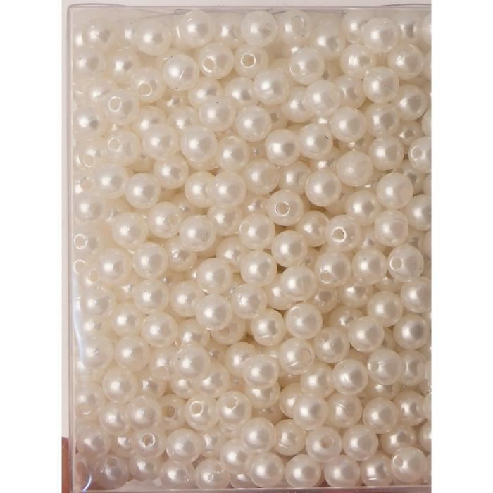 Perles - Ivoire - Ronde 5mm - 200 perles - Couleur beige - Mixte