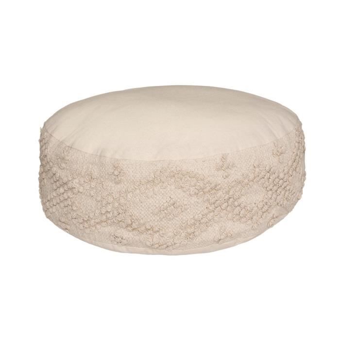 Atmosphera Coussin De Sol En Coton Motif En Relief D 45 Cm Ivoire Cdiscount Maison