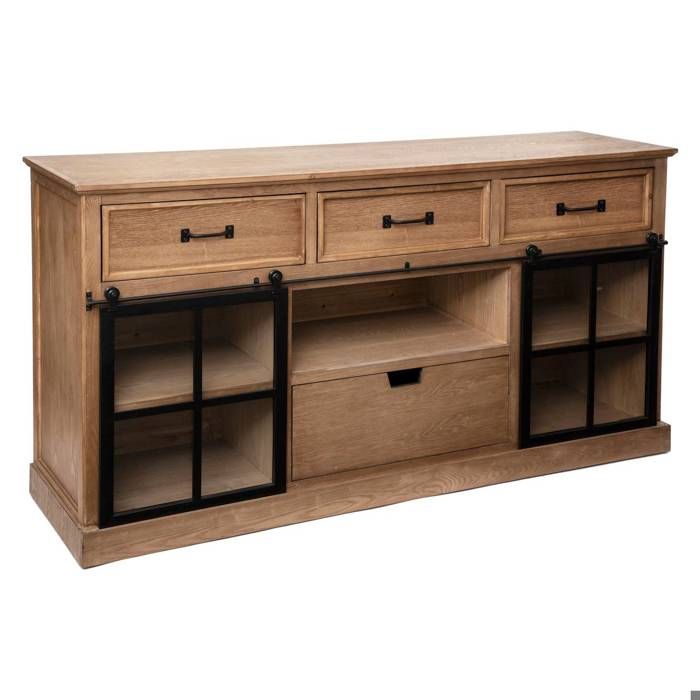 Buffet 2 portes Danik bois naturel 160x85cm - Atmosphera Créateur dintérieur Buffet 2 portes Danik bois naturel 160x85cm - Atmosphera Créateur dintérieur