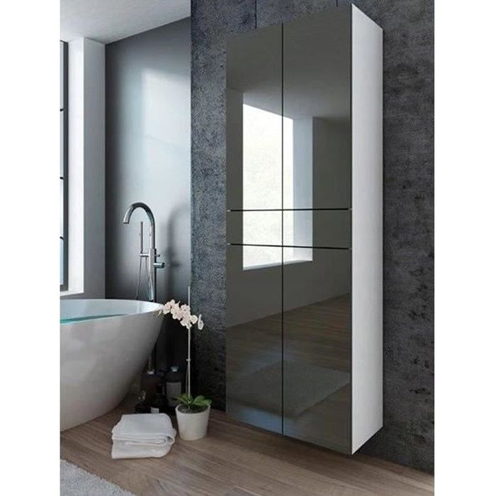 colonne de salle de bain pureza 60 cm - gris laqué et blanc mat - suspendue ou sur pieds