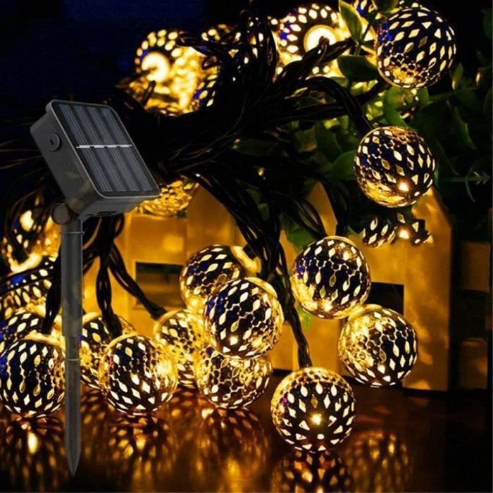 Guirlande Lumineuse Solaire 50 LED - 8m Étanche IP65 - 8 Modes - Blanc Chaud