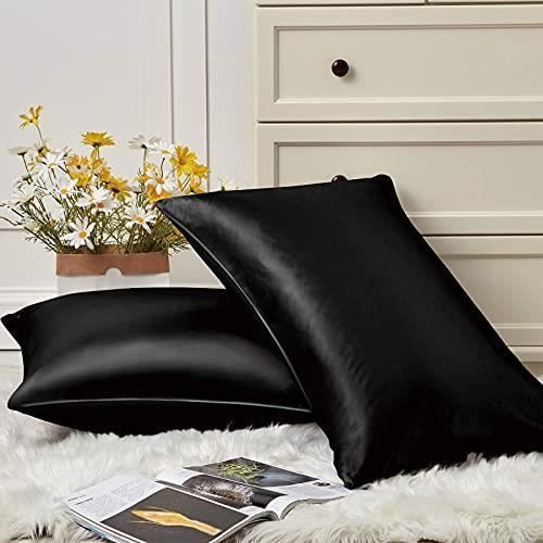 VIVILINEN Taies doreiller en Satin Microfibre Housse doreiller Lot de 2 Noir 50 75cm VIVILINEN Taies doreiller en Satin Microfibre Housse doreiller Lot de 2 Noir 50 75cm