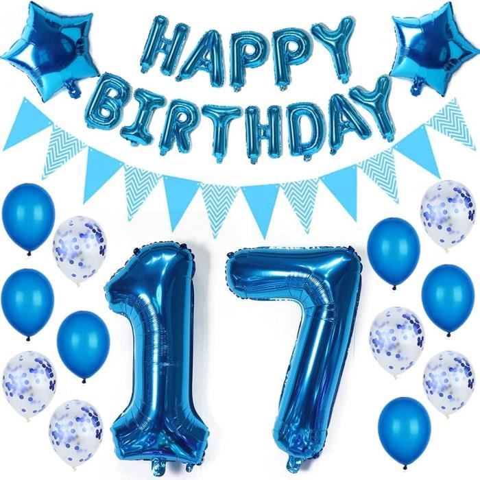 Kit De Decoration Pour 17e Anniversaire Bleu Pour 17 Ans 17 Ans 17 Ans Pour Anniversaire De Jeune Fille 17 Ans J1270 Cdiscount Maison