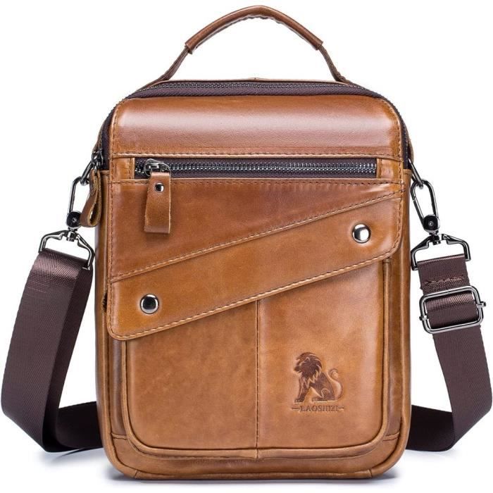 Sac Bandoulière Homme En Cuir Vegan Motif Dragon - Noir Et Doré, 17x24x6 Cm, Sangle Réglable, Polyester Résistant