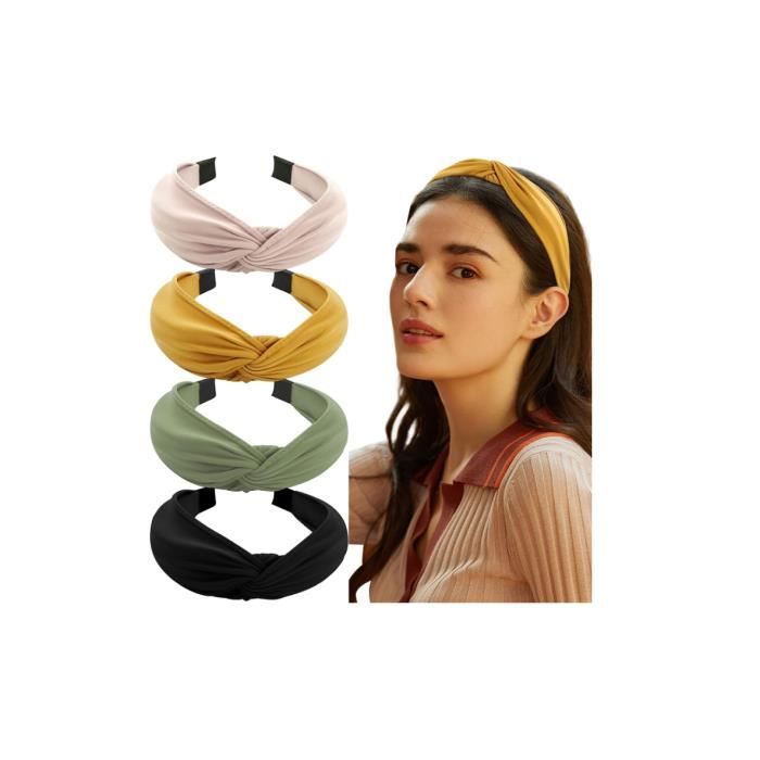 4 Pièces Bandeau Noeud Cheveux Femme Vintage Bandeau Cheveux Femme Vintage Serre Tête Femme Large Twist Knot Turban Bandeau Bandeaux