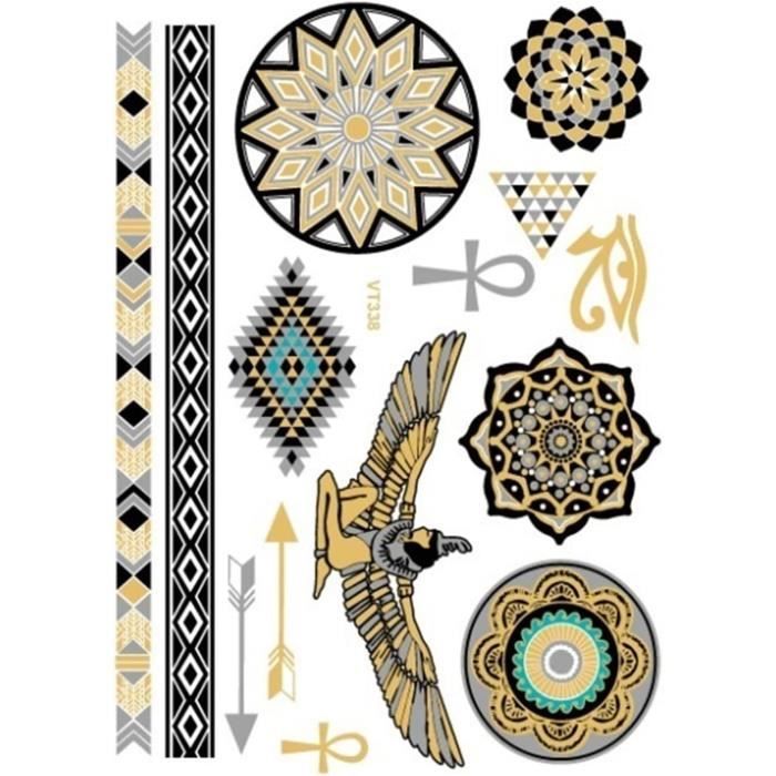 Tatouages Temporaires Flash - Lot De 8 - Or, Argent, Rose - Bracelets Pied/collier Corps