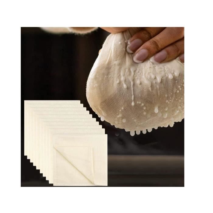 5 Tissus Étamine Coton 50x50cm Reforung - Pour Filtrage Yaourt, Fromage, Jus, Lait Végétal | Réutilisable, Lavable
