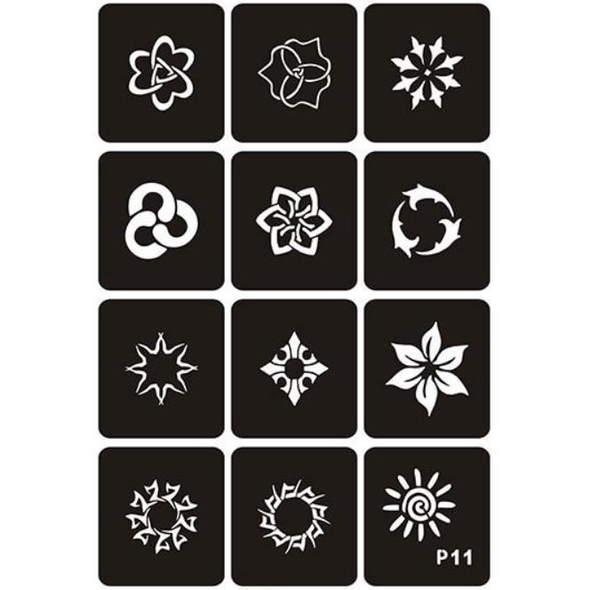 Pochoirs De Tatouage De Noël à Paillettes,6 Feuilles,modèles D'art Corporel,Kit De Tatouage Au