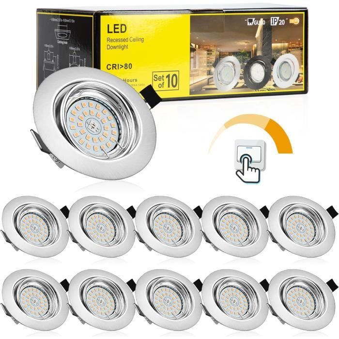 Allesgute 10er LED Encastrés 230V Noir Dimmable 7W 600LM LED