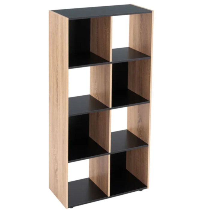 Étagère en MDF Bois et Noir - 8 Casiers Étagère en MDF Bois et Noir - 8 Casiers