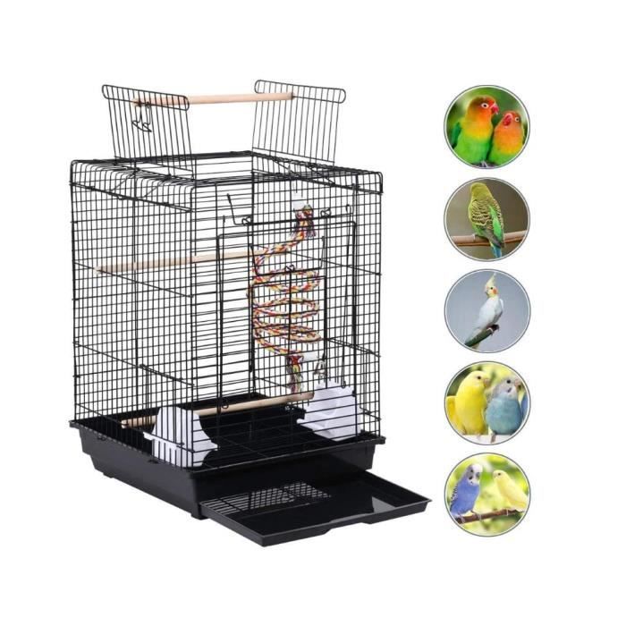 40 x 40 x 58CM Cage à Oiseaux - Cage pour Perruche Canari Calopsitte ...