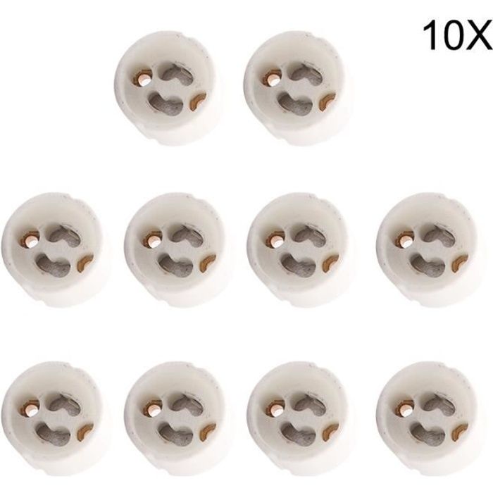 Lot de 10 : Douille GU10 pour ampoule spot halogène déconomie dénergie des lampes led