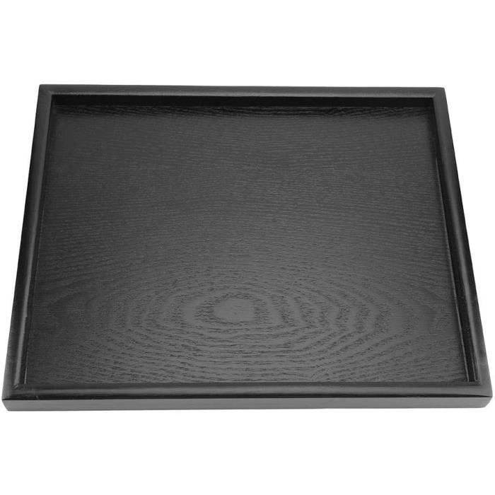 Qiilu Plateau De Service En Bois Forme Ronde En Bois Massif Thé Café