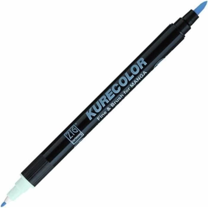 Kuretake Zig Cartoonist KURECOLOR Fine&Brush Pastel set, 5 colors with MANGAKA Black, Alcohol-based twin tipped marker pens, for Artist, Professional, Made in Japan