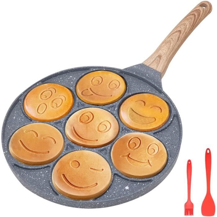 Poêle à Pancakes Induction RANX INGST - 7 Moules Visages, Poignée Amovible, Antiadhésif