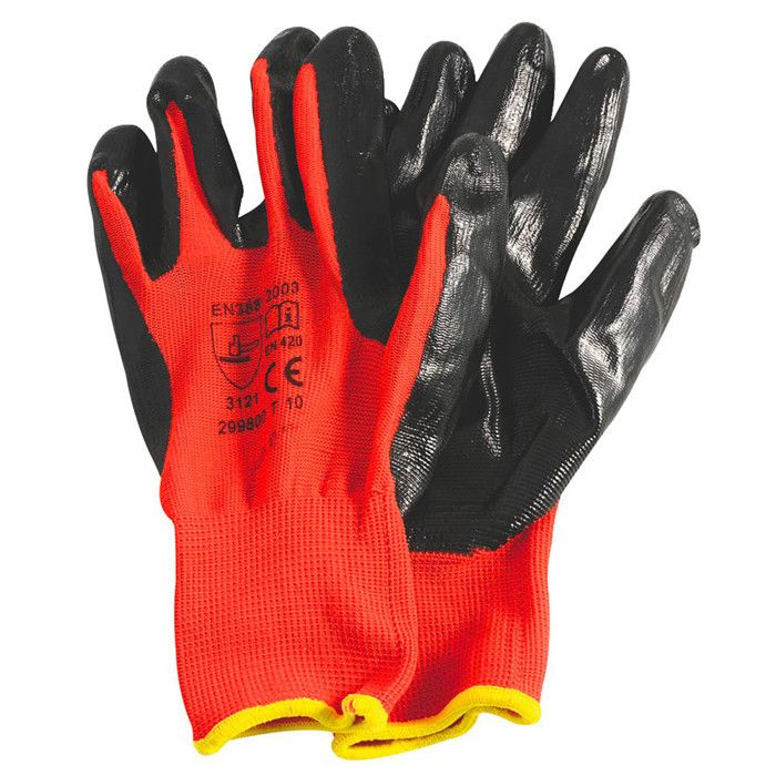 10.5/" Nitrile enduits gants de travail respirant//amélioré Grip Noir
