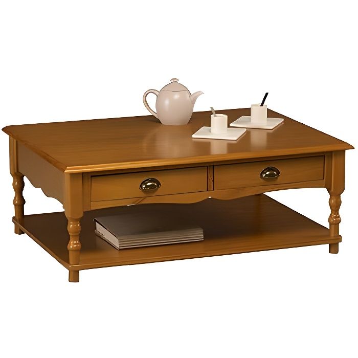 Table Basse Pin Miel Rectangle de Style Anglais