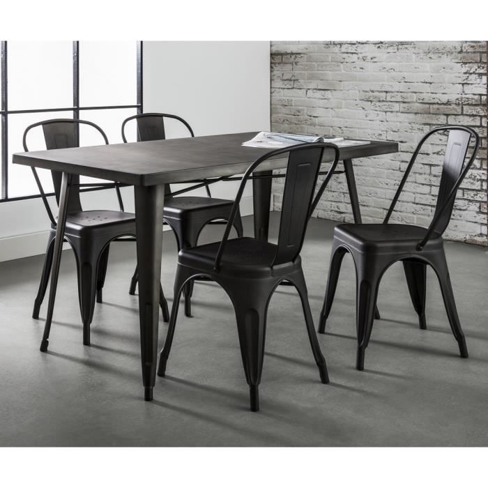 Table à manger design industriel BIRMINGHAM en acier 140 cm x 80 cm