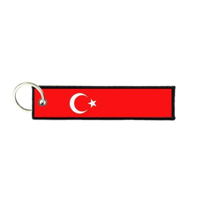 Porte-clés Drapeau Turquie Rond En Tissu - Cocarde Imprimée - Fabriqué En France