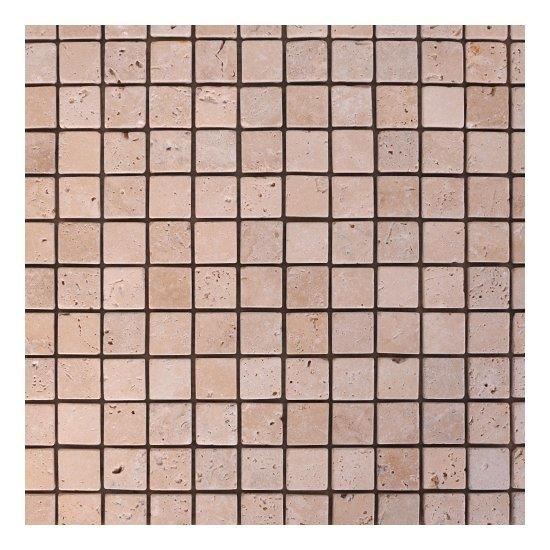 Mosaïque Travertin Pierre Naturelle Blanc Gris Argent Brique - 10 Plaques (43-47248_f)