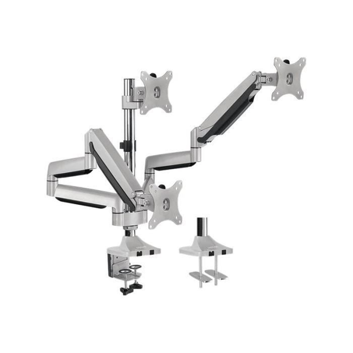 Bras réglable pour 3 écrans LCD – LogiLink – Aluminium – Taille décran : 13-32 – Montable sur bureau