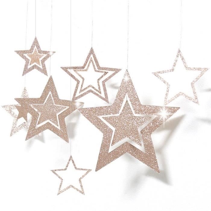 Étoile décorative dorée brillante en carton - Étoile pliable 3D pour décoration, Noël, fête, Nouvel An - 30 cm
