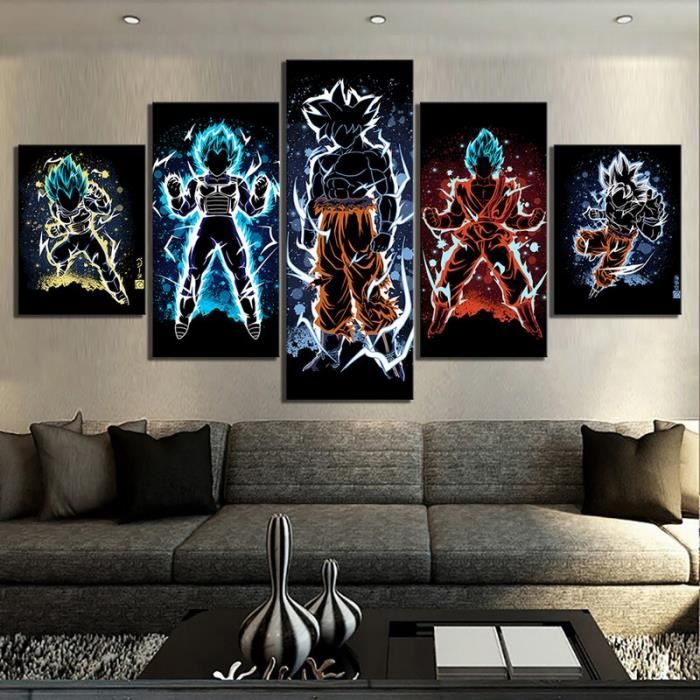 Toile Imprimée Dragon Ball - 90x30 Cm - Déco Murale Manga - Personnages Goku, Vegeta - Neuf
