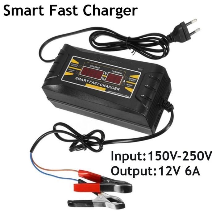 Chargeur de batterie de voiture intelligent, automatique, fil de démarrage  de saut, LED, Protection de Charge en 3 [E01610D]