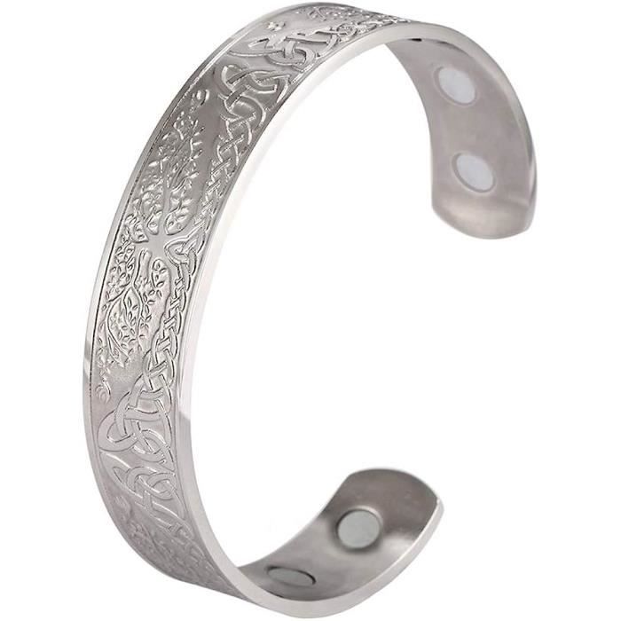 VASSAGO Bracelet Noeud Sorcière Celtique Réglable En Acier Inoxydable - Perlé Tressé Multicolore - Bijou Wiccan Protection Chance