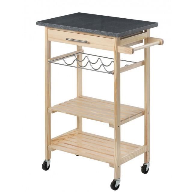 Desserte De Cuisine Sur Roulettes Avec Porte Bouteilles En Bois Et Granit Noir Achat Vente Desserte Billot Desserte De Cuisine Sur Rou Cdiscount