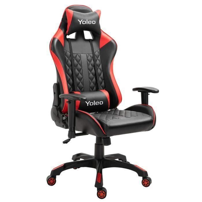Yoleo Chaise De Bureau Chaise Gaming Bureau Gamer Confortable Fauteuil De Bureau Hauteur Reglable 122 130 Cm Siege Pu Rouge France Prix Pas Cher Cdiscount