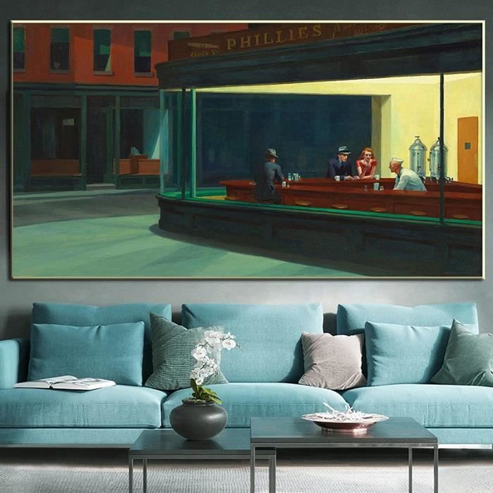 Reproduction Toile "People In The Sun" Edward Hopper | Format 40x64cm Avec Cadre Noir | Déco Murale Moderne - 6