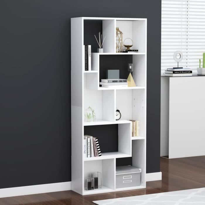 JILI - BEST Bibliothèque Blanc 67x24x161 cm Aggloméré (8315)