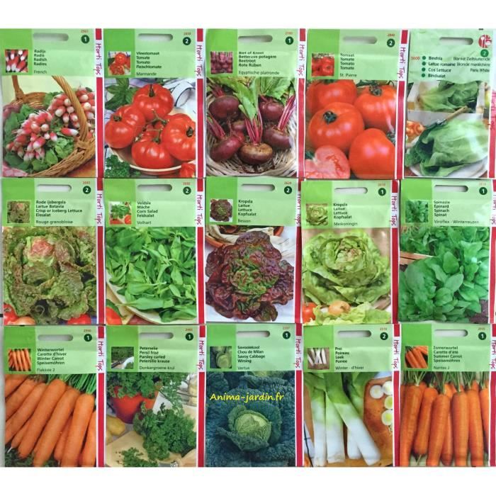 Lot de 20 paquets de graines de légumes