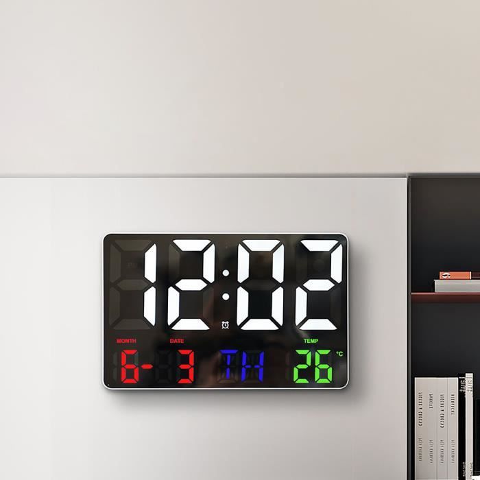 Horloge murale à LED - Horloge Murale Numérique Grand LED Avec Calendar et  Température - 36*13*3cm -YES - Cdiscount Maison