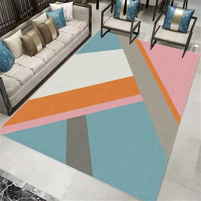 Trend Tapis rectangulaire design moderne de couleur unie pour le salon Trend Blue 