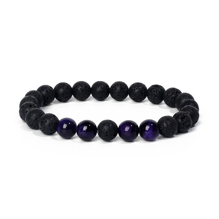 Bracelet Mixte En Pierre De Lave Naturelle (couleur Beige/marron) Avec Fermoir Tête De Lion - Neuf Avec étiquettes