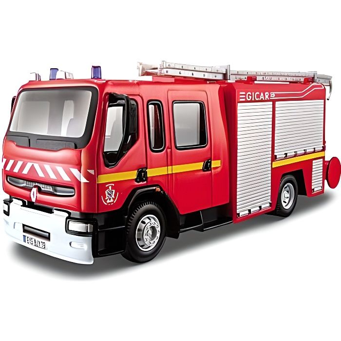 Camion de pompier BURAGO 1/50e - Rouge - Pour enfant de 6 ans et