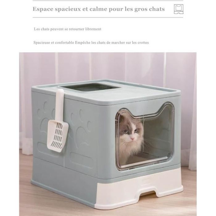 Comparer les prix de BELFOYE Bac à litière XXL à tiroir entièrement fermé - Bac à entrée par le haut anti-odeurs et anti-anti-porter de la litière (bleu)