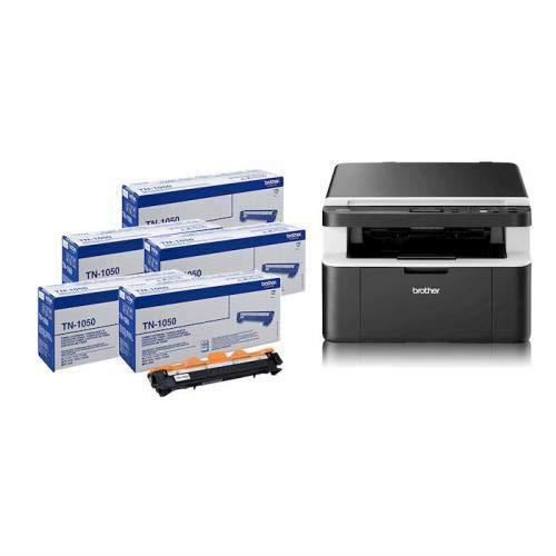 Imprimante multifonction laser Brother DCP-1612 W avec Wi-Fi et 5 Toner TN1050 inclus