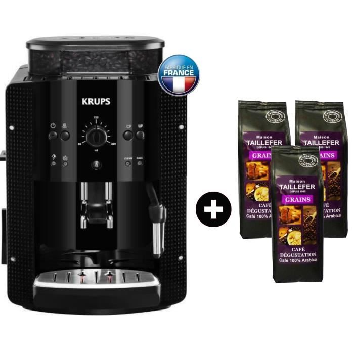 KRUPS YY8125FD Machine expresso automatique avec broyeurNoir + 3 paquets MAISON TAILLEFER Café