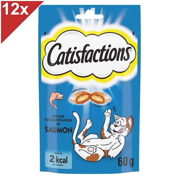 CATISFACTIONS Friandises au saumon pour chat et chaton 12x60g