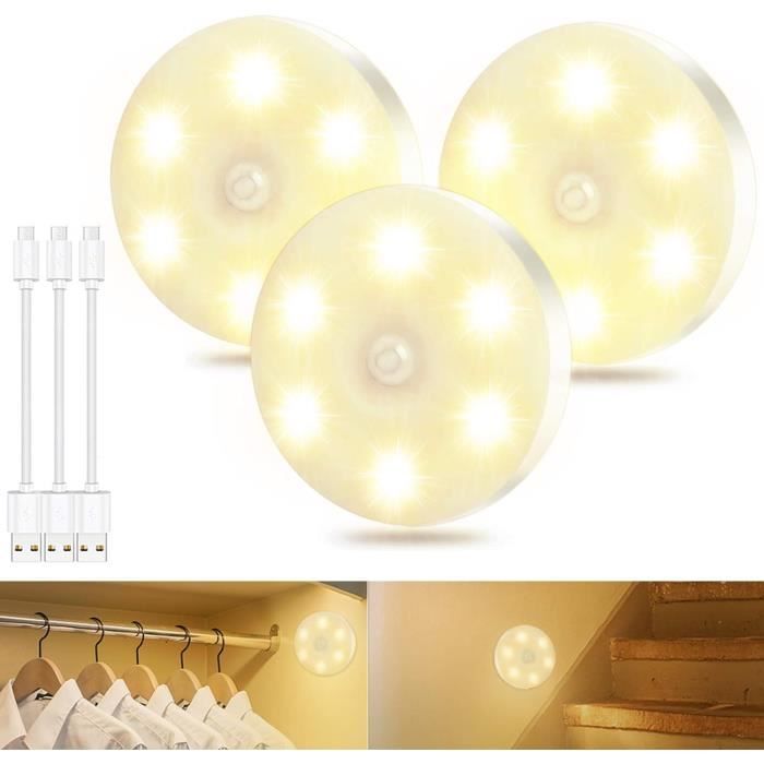 2 Pièces - LED Lumière De Nuit Capteur De Mouvement Lampe De Nuit USB