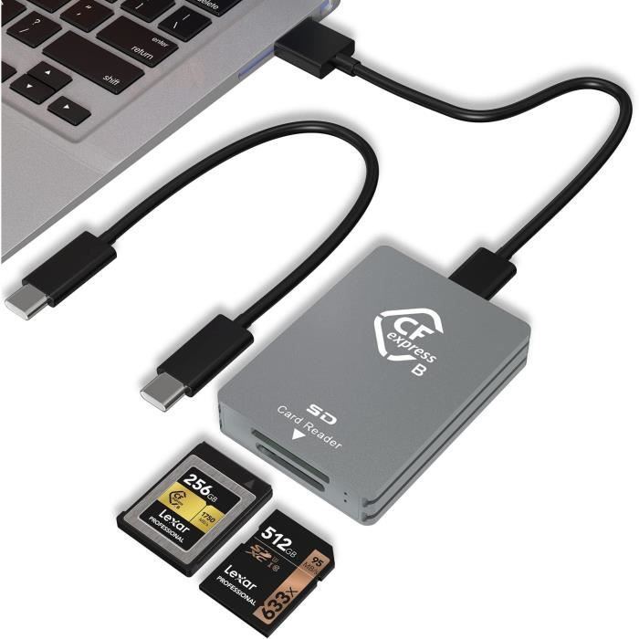 Lecteur De Carte CFexpress Type B USB 3.2 Gen 2 - Vitesse 10 Gbps, Compatible Mac/Windows/Linux