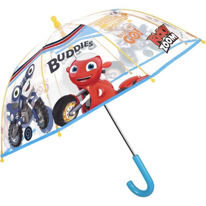 Cool Kids Parapluie licorne pour enfants avec motif licorne, réfléchissant, transparent, coupe-vent, avec ouverture automatique et cadre en fibre de verre robuste, diamètre env. 64 cm, bleu clair