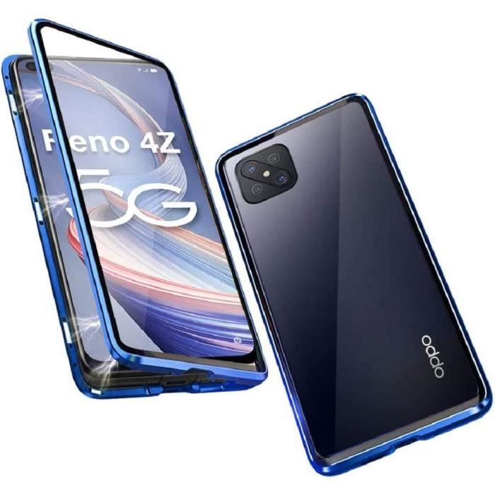 HAOTIAN Cover per Oppo Reno 4Z 5G(Reno4 Z 5G), Silicone Cover con 360 Gradi Girevole Anello, Armor Custodia con Supporto Magnetico Auto, Silicone TPU e PC Doppio Strato Protettiva Bumper. Blu
